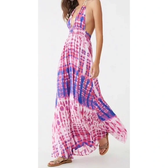 Forever 21 Tie Dye Halter Maxi Dress - Picture 3 of 8